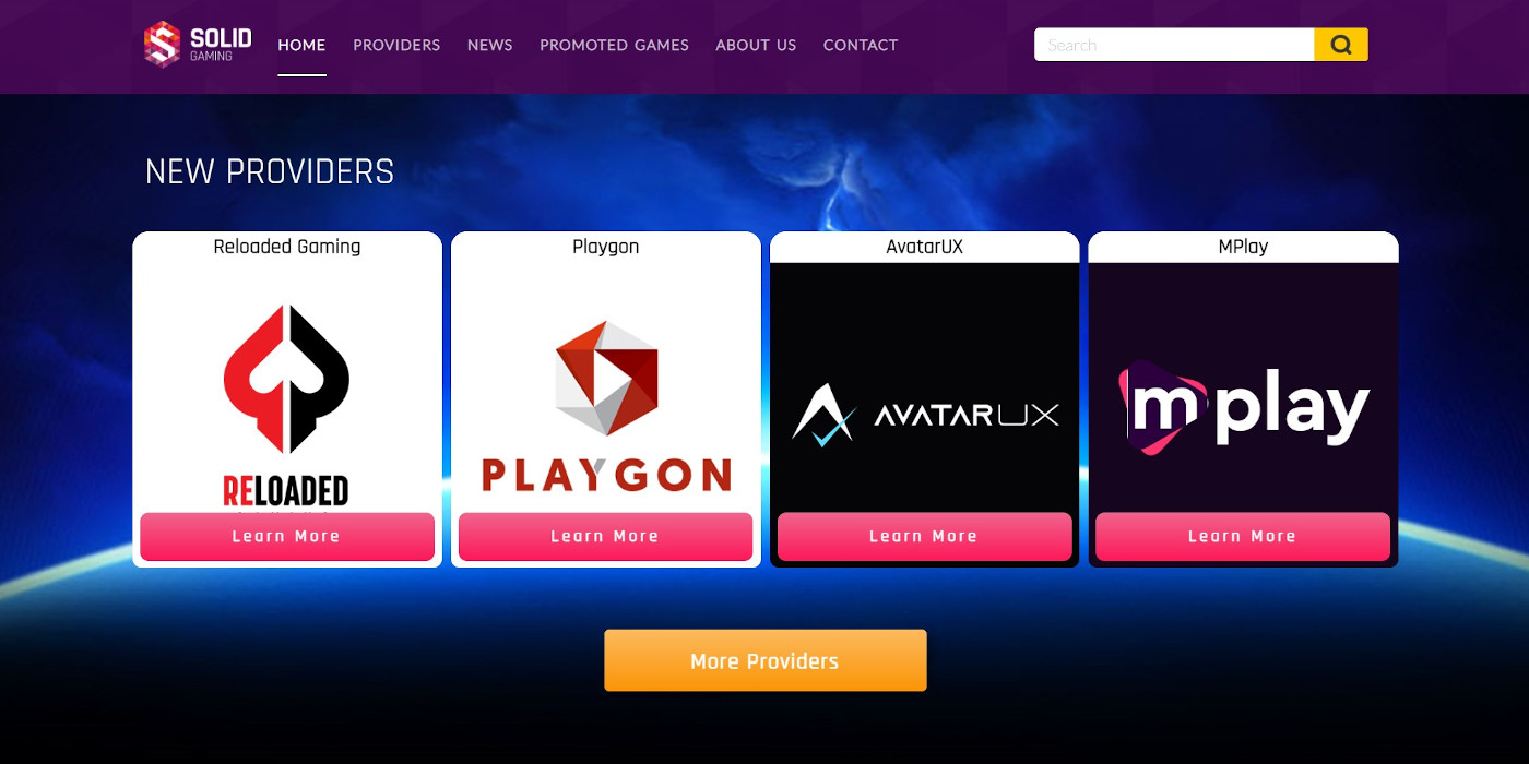 Solid Gaming represents a lot of casino games providers and the list grows everyday Solid Gaming represents a lot of casino games providers and the list grows everyday