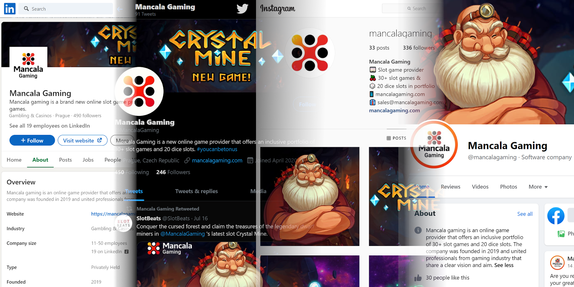 Mancala Gaming is available on LinkedIn, Facebook, Twitter and Instagram