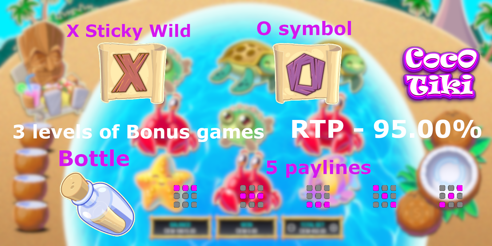 Coco Tiki slot is colorful slot game by Mancala Gaming