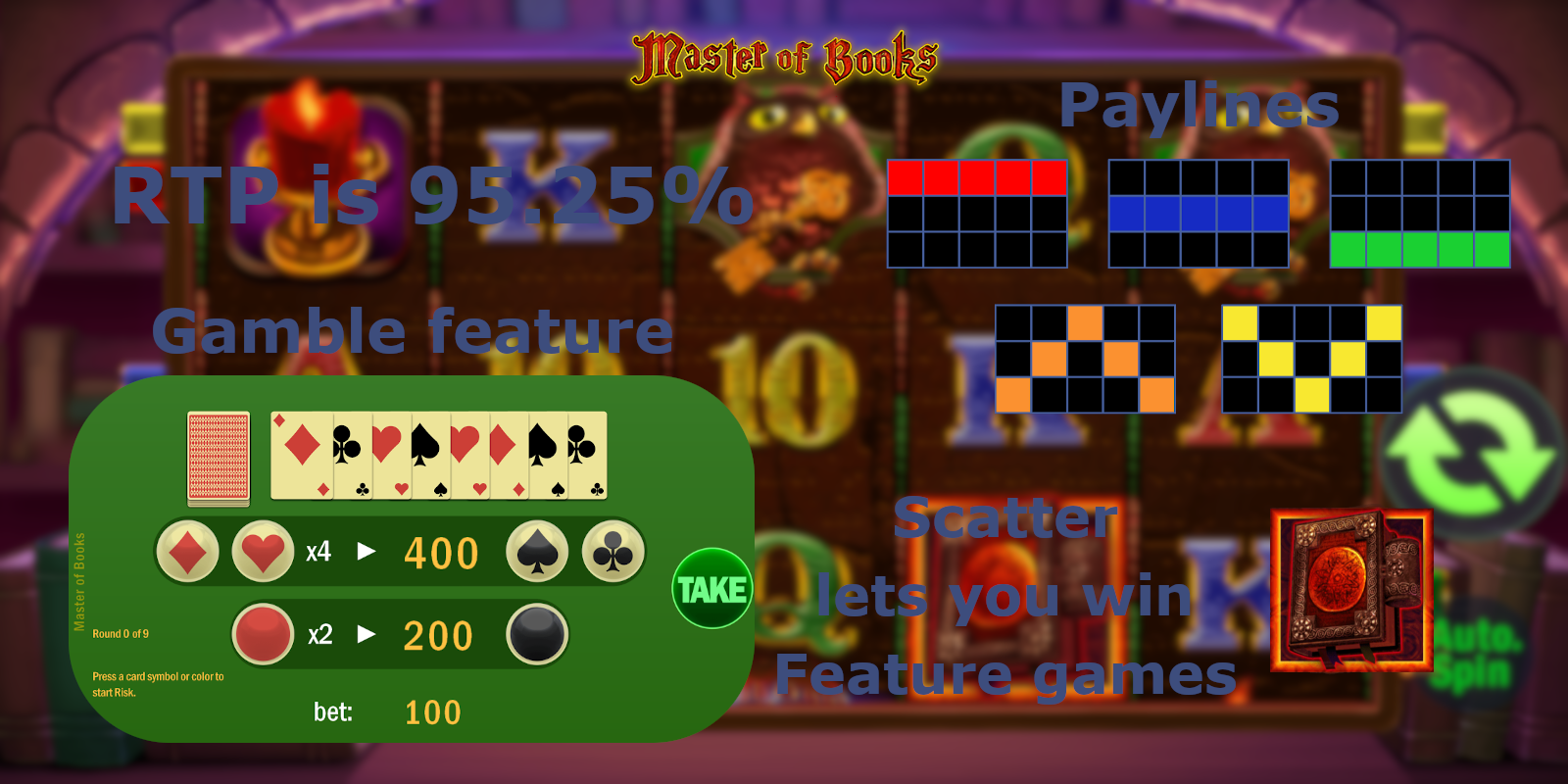 Master of Book slot game by Swintt has Gamble feature which lets double your win Master of Book slot game by Swintt has Gamble feature which lets double your win