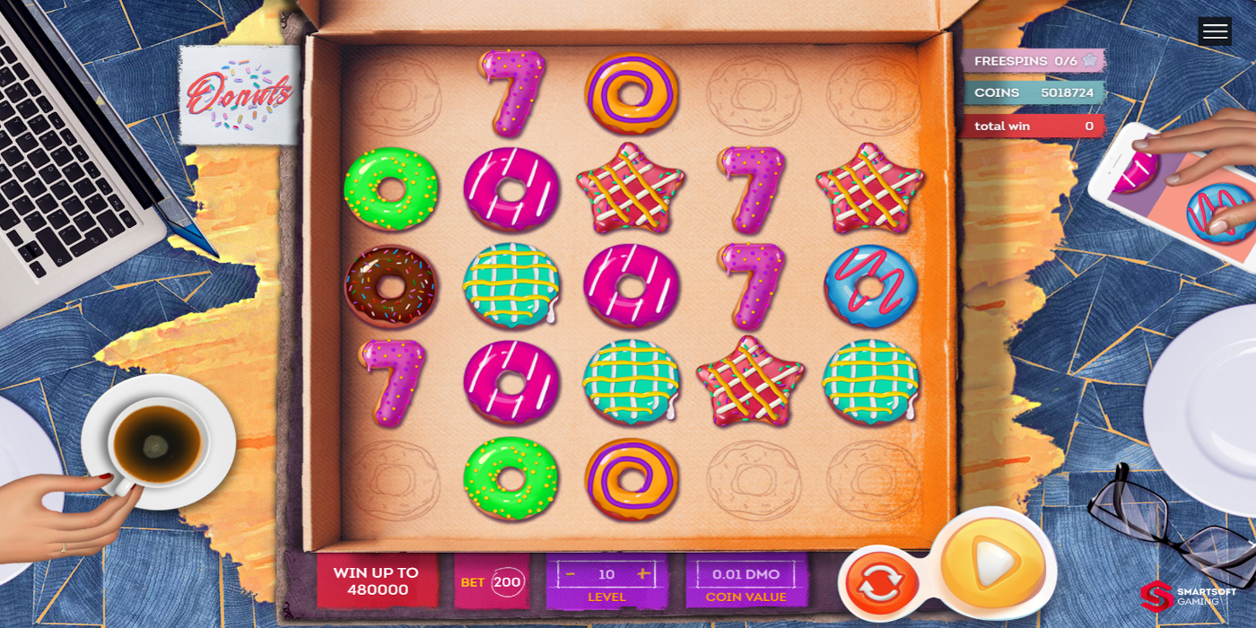 SmartSoft Gaming slot Donuts can increase bet ways up to 3125
