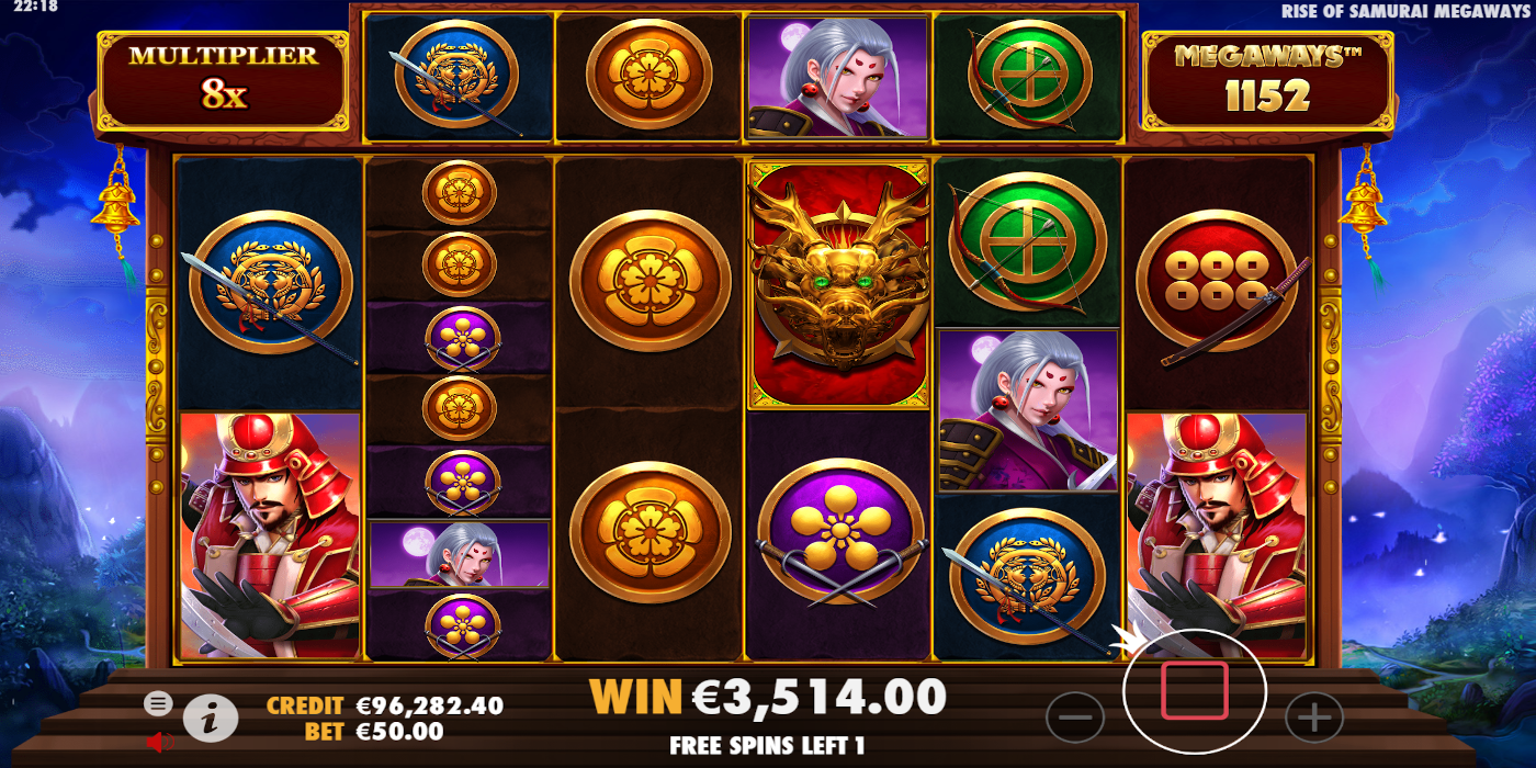 Rise of Samurai Megaways casino game offers up to 20 Free Spins with 25x Multipliers