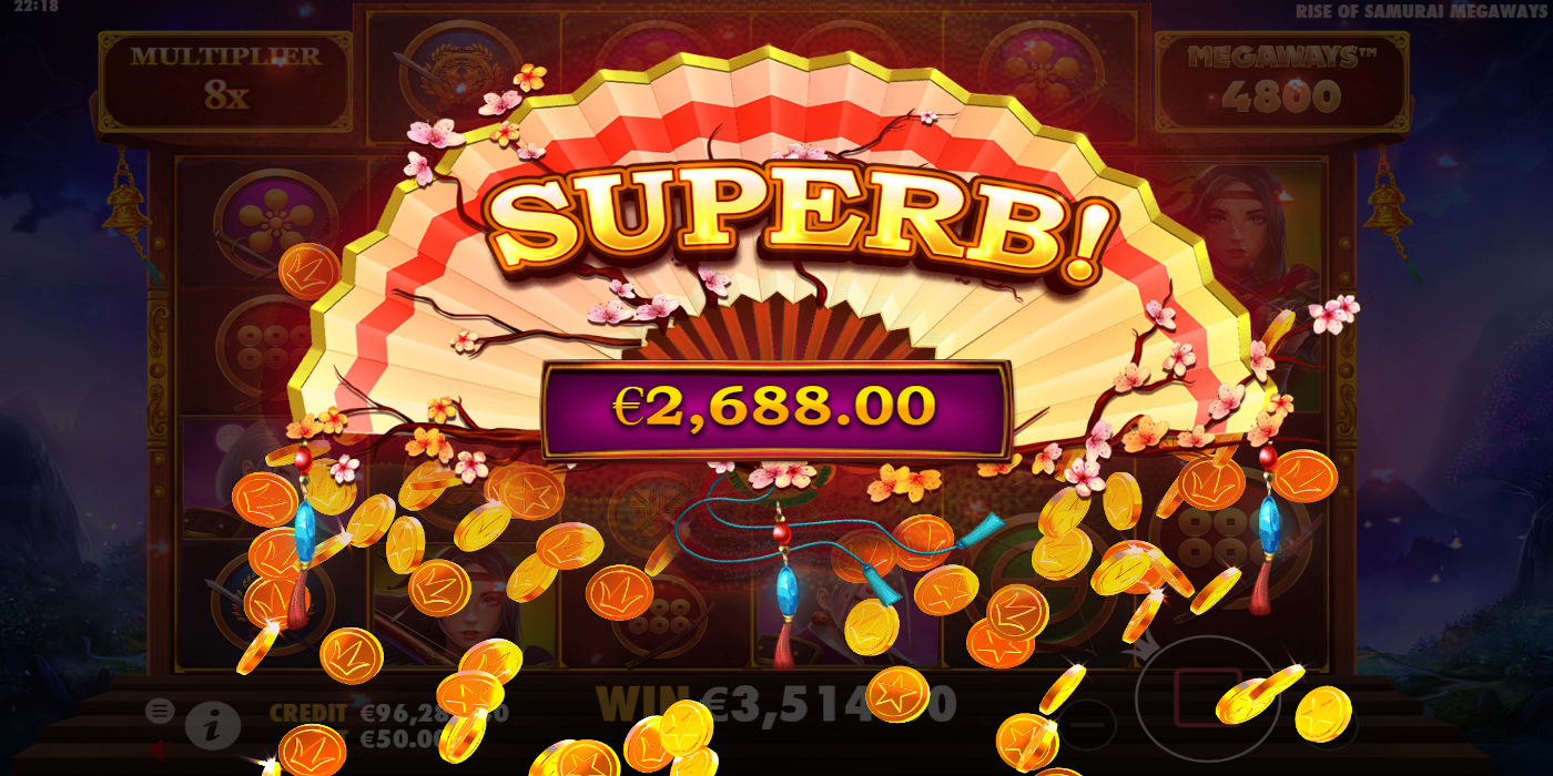 The Rise of Samurai Megaways maximum win is 625 000 EUR