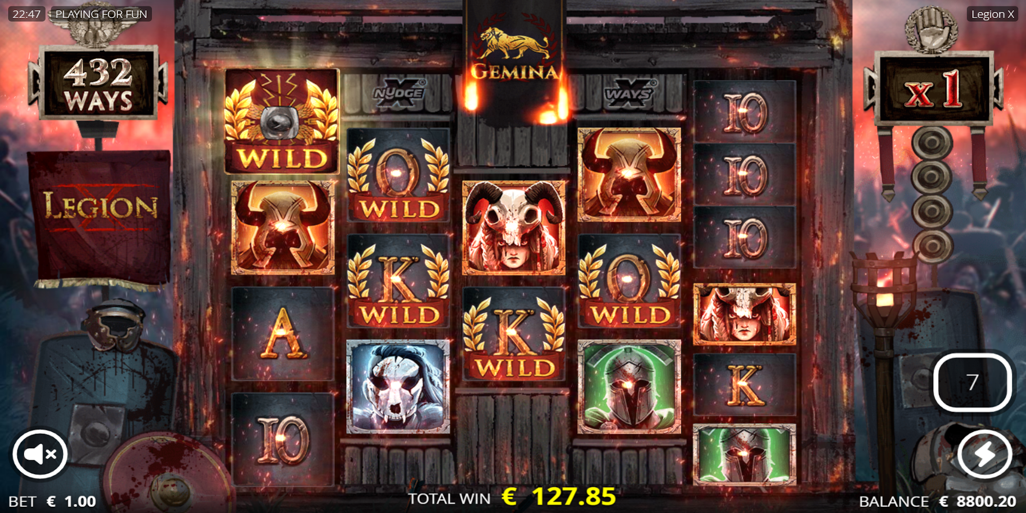 Legion X has Bonus, Free Spins, Wild, expanding ways to win and other features