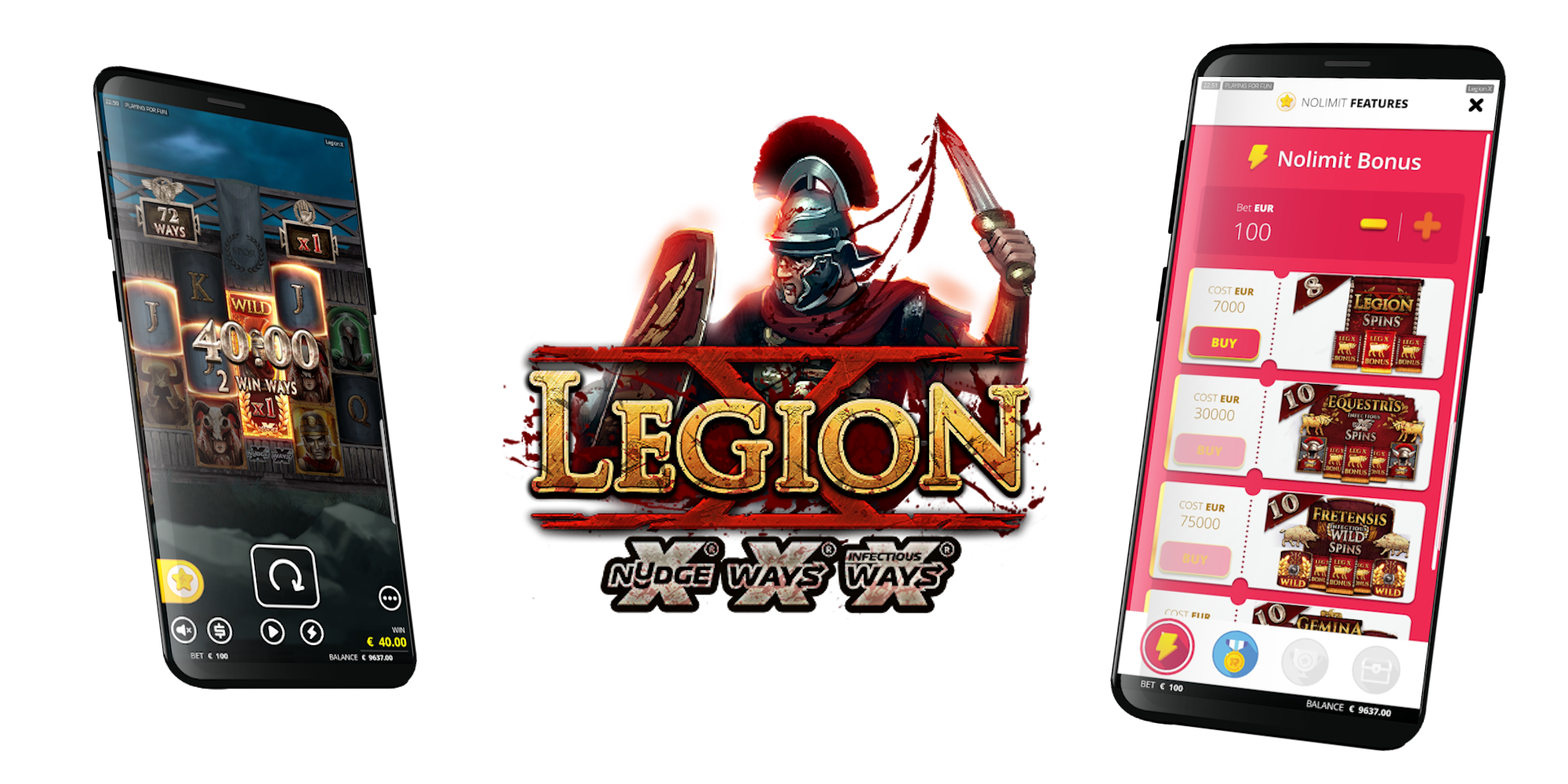 As most of the HTML5 slots, the Legion X is also available on mobile, tablet and desktop