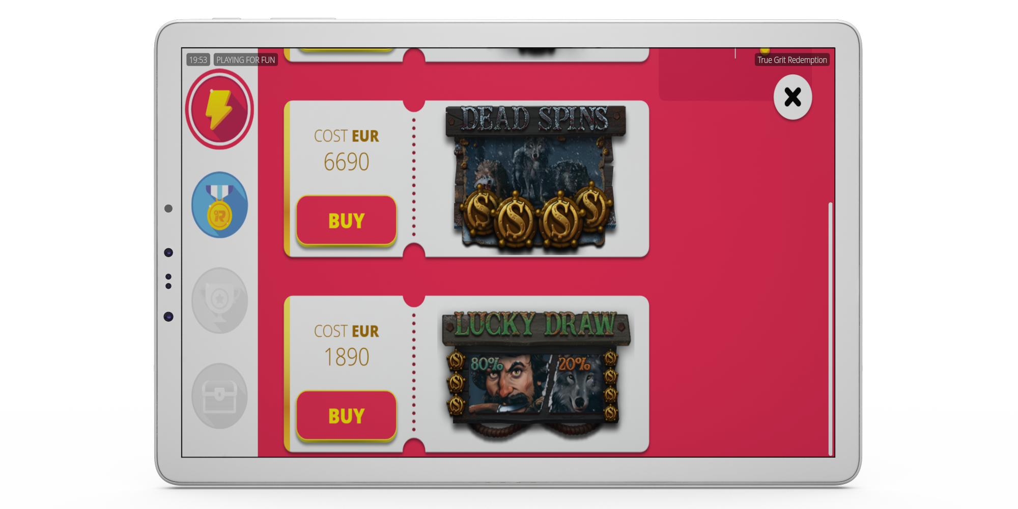 Bonus Buy feature offers three different True Grit Redemption Free Spins Bonus Buy feature offers three different True Grit Redemption Free Spins