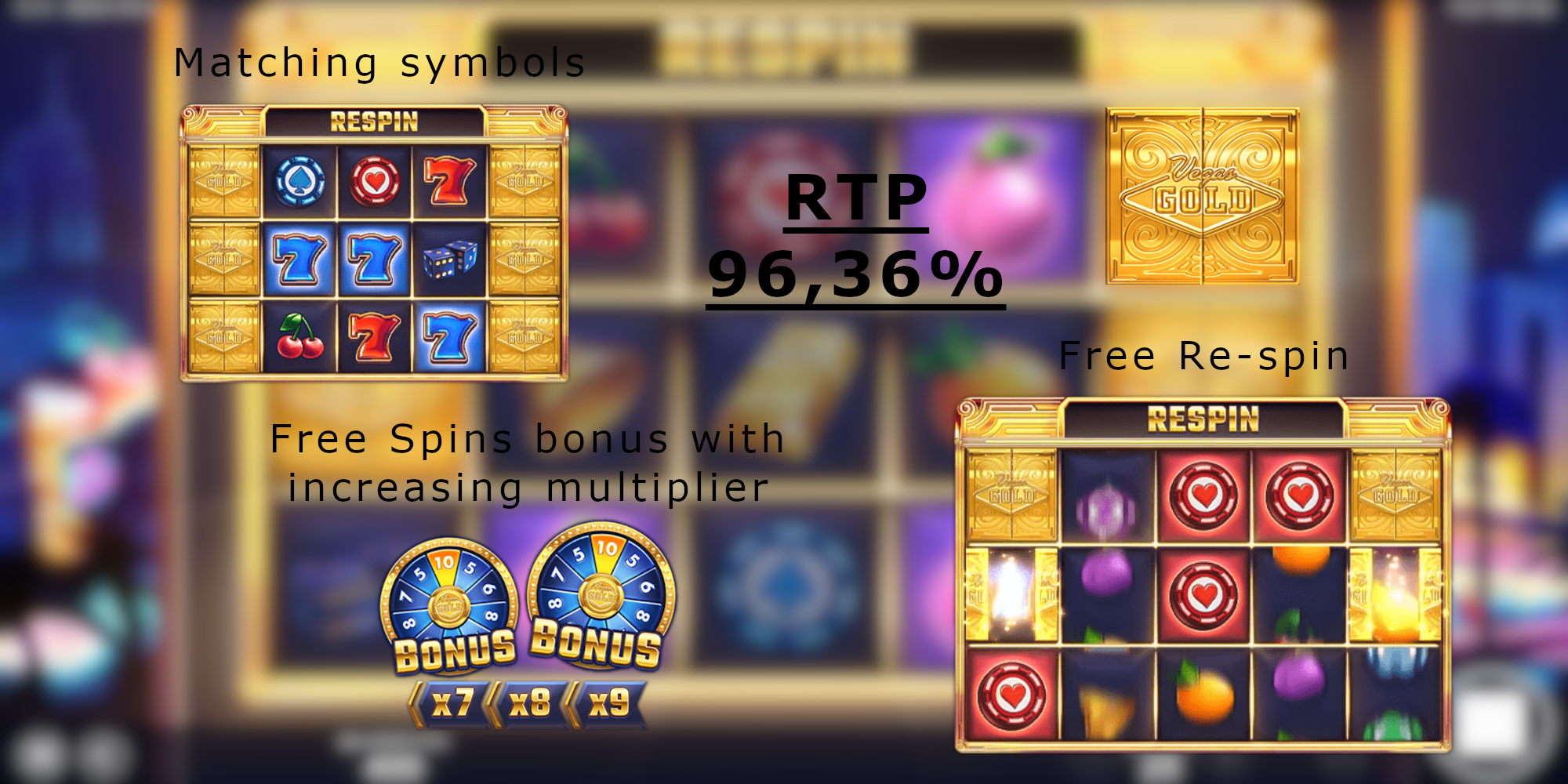 Vegas Gold is fancy casino slot game with high RTP - 96,36% Vegas Gold is fancy casino slot game with high RTP - 96,36%
