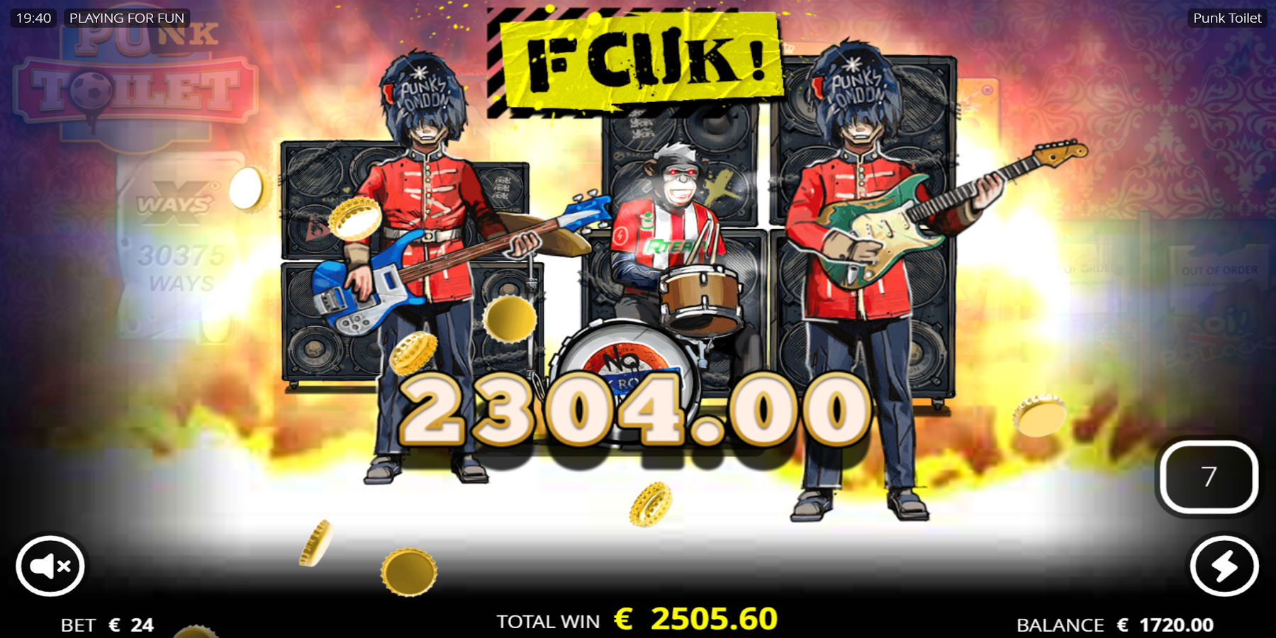 Punk Toilet slot volatility is rated as high level - it makes Punk Toilet slot max win up to 33,333x