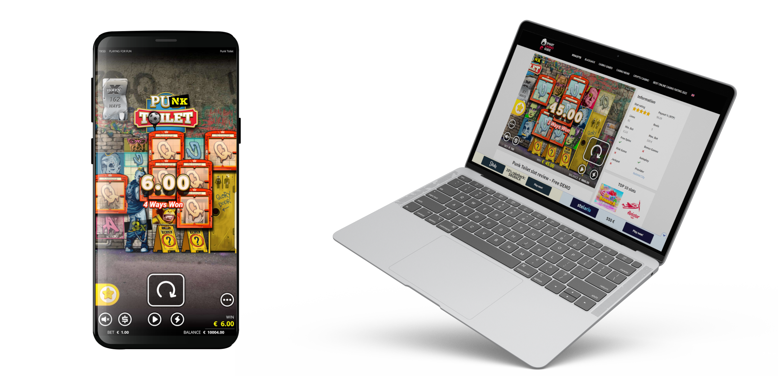 Try out Punk Toilet online slot game free play DEMO version in SmartCasinoGuide