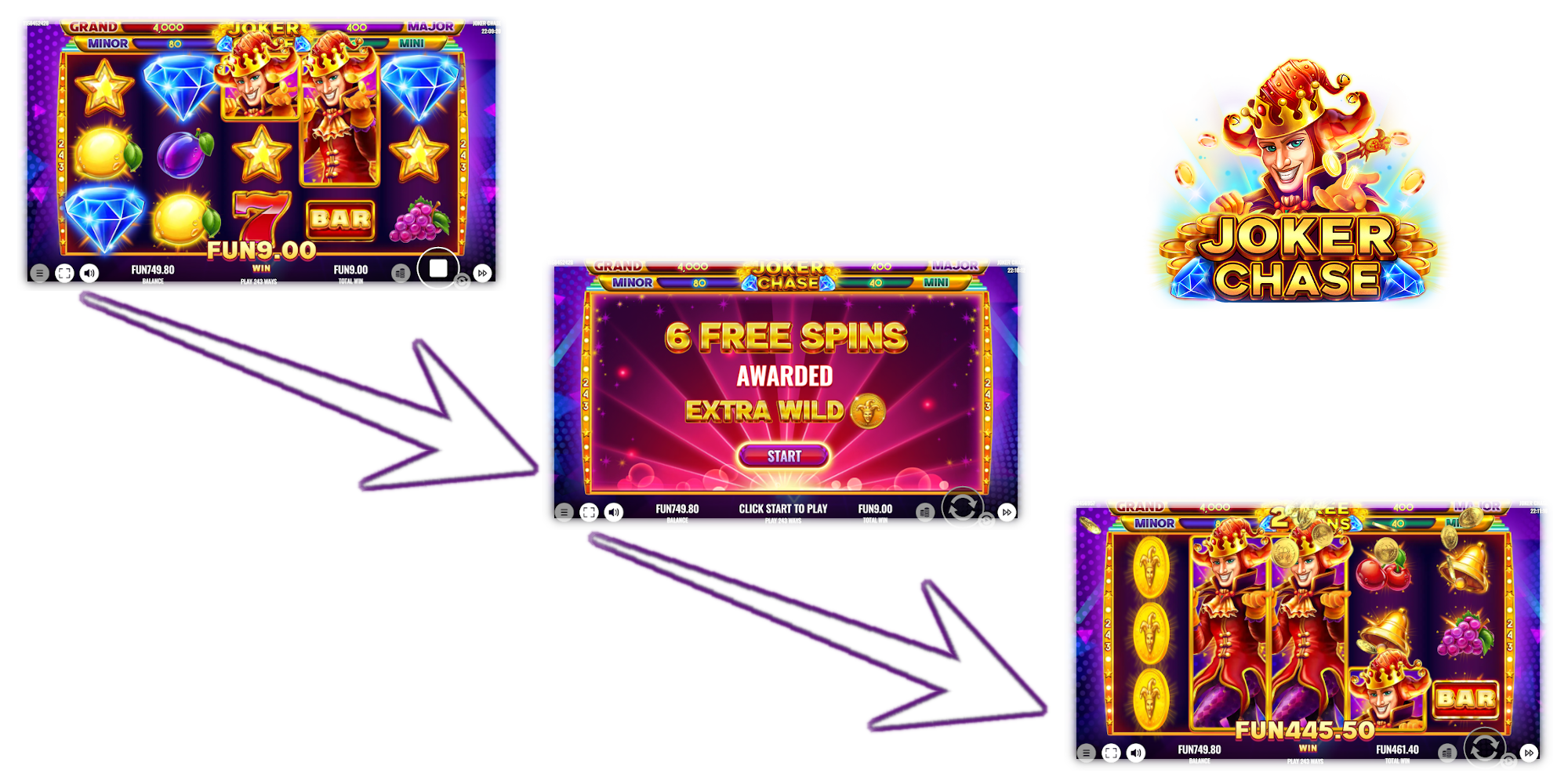 Joker Chase casino slot Free Spins - 3 Scatter symbols is 6 Free Spins - big winnings Joker Chase casino slot Free Spins - 3 Scatter symbols is 6 Free Spins - big winnings