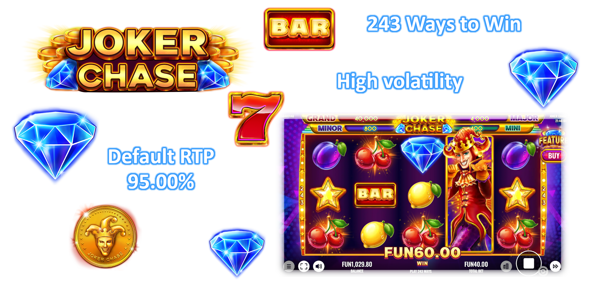 Joker Chase online slot RTP 95%, volatility is high and it has 243 ways to win - basic information Joker Chase online slot RTP 95%, volatility is high and it has 243 ways to win - basic information