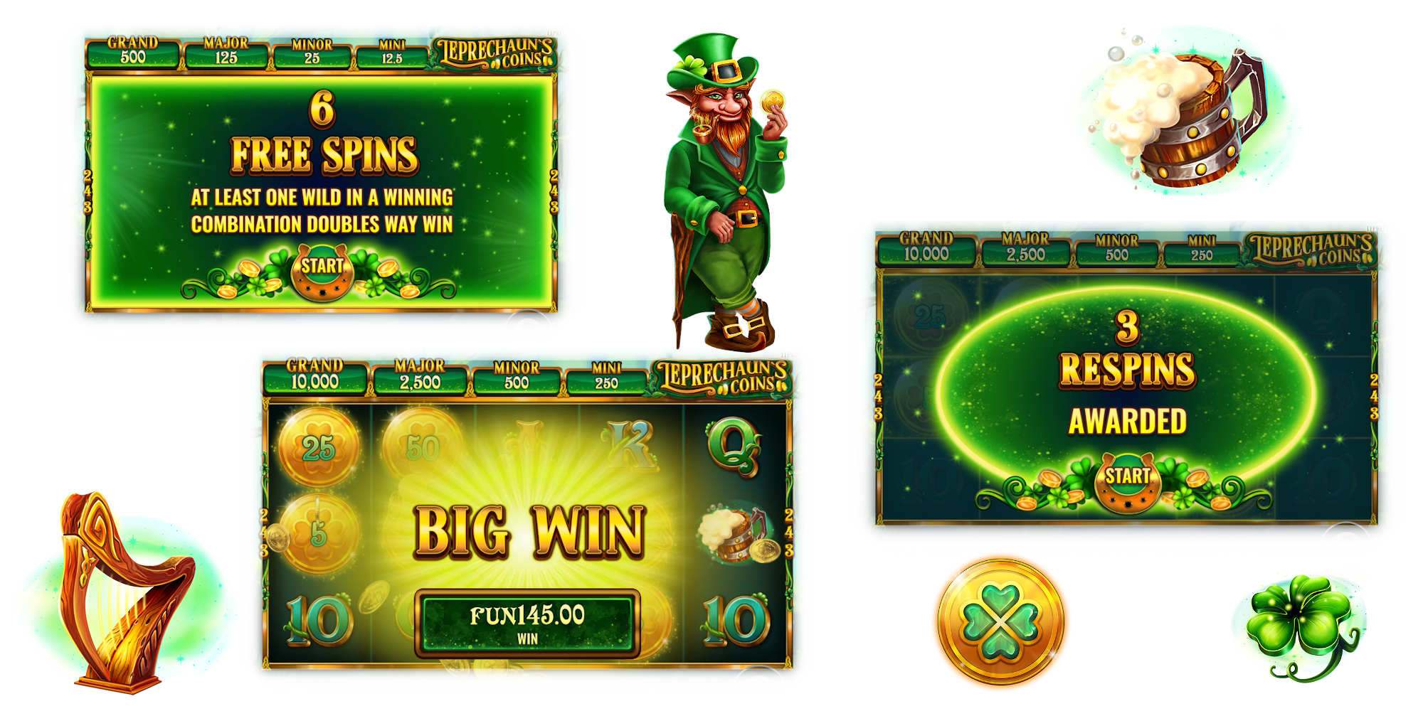 Leprechaun's Coins video slot game Free Spins, Re-Spins and Big Wins Leprechaun's Coins video slot game Free Spins, Re-Spins and Big Wins