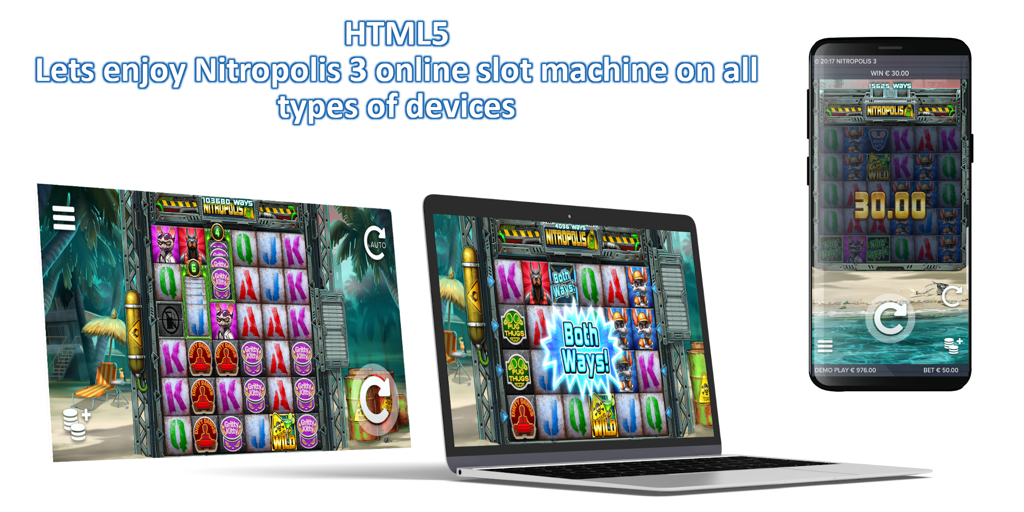 Nitropolis 3 online slot machine is based-on HTML5 platform and available on all types of devices