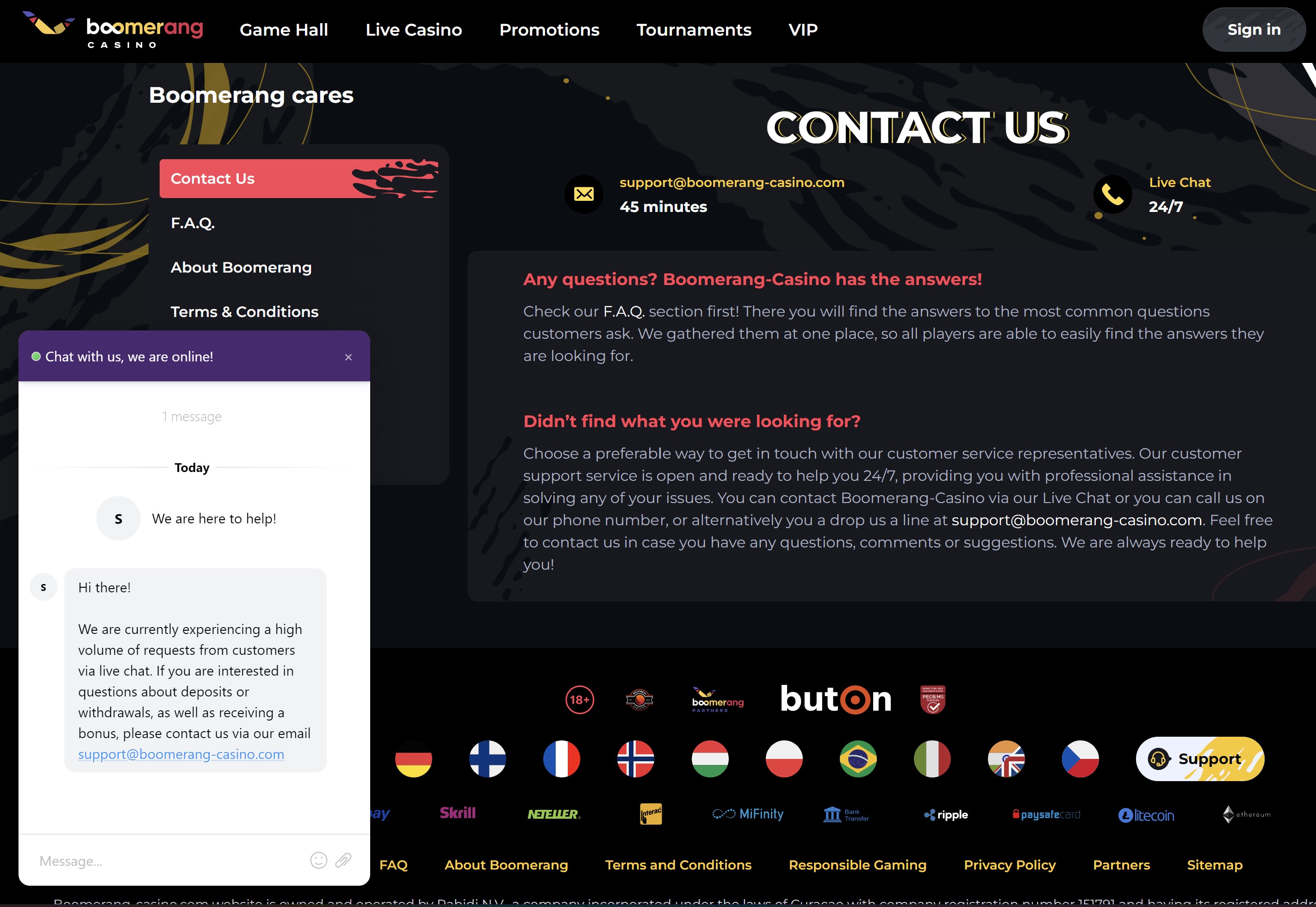 boomerang casino live chat customer support boomerang-casino-review-customer-support