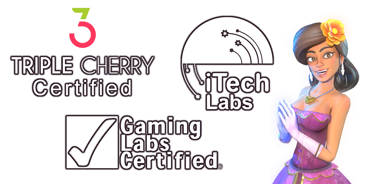 Triple Cherry casinos games are certified by Gaming Labs and iTech Labs