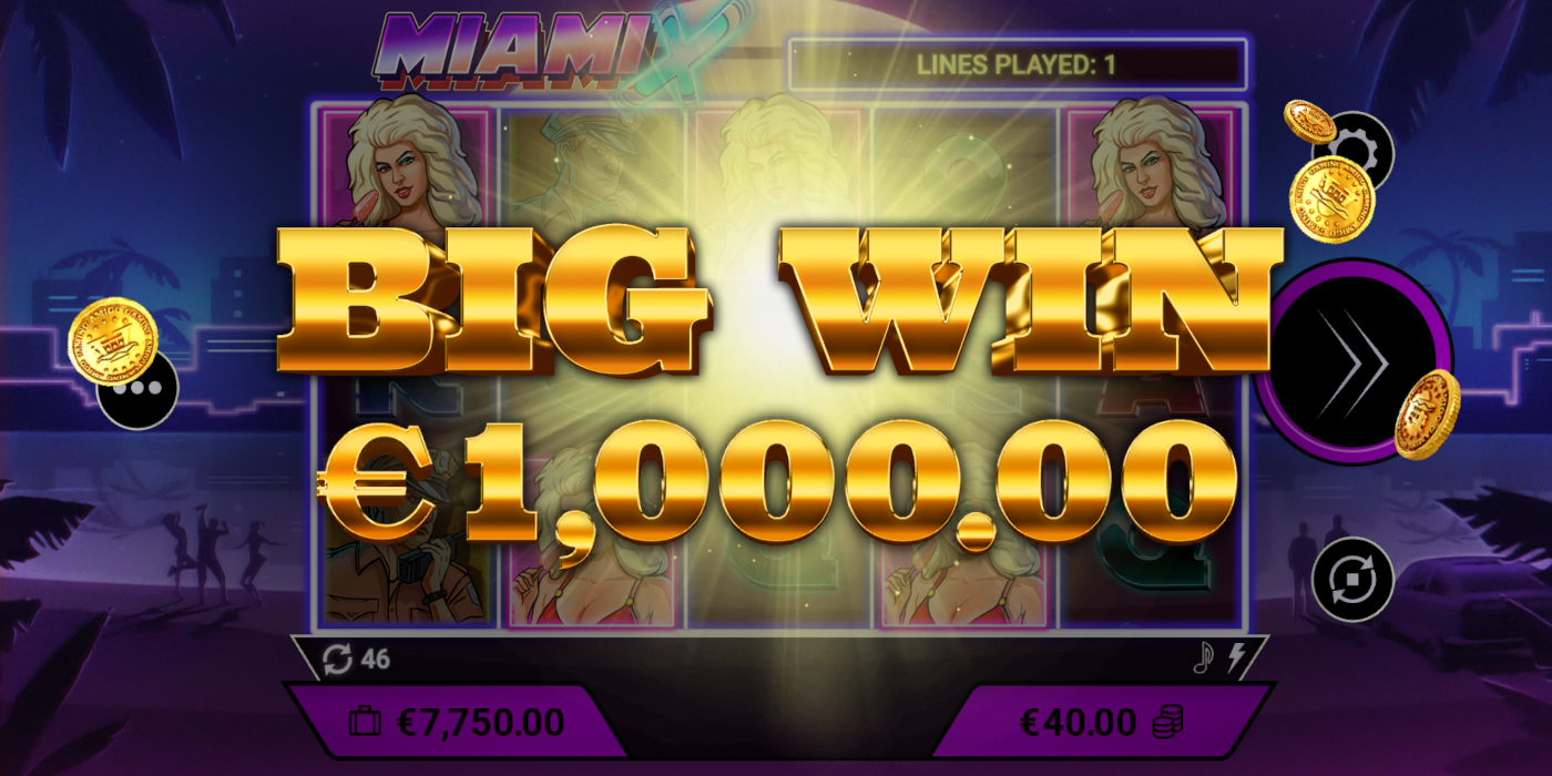 The Big Win on MiamiX online casino slot machine is amazing