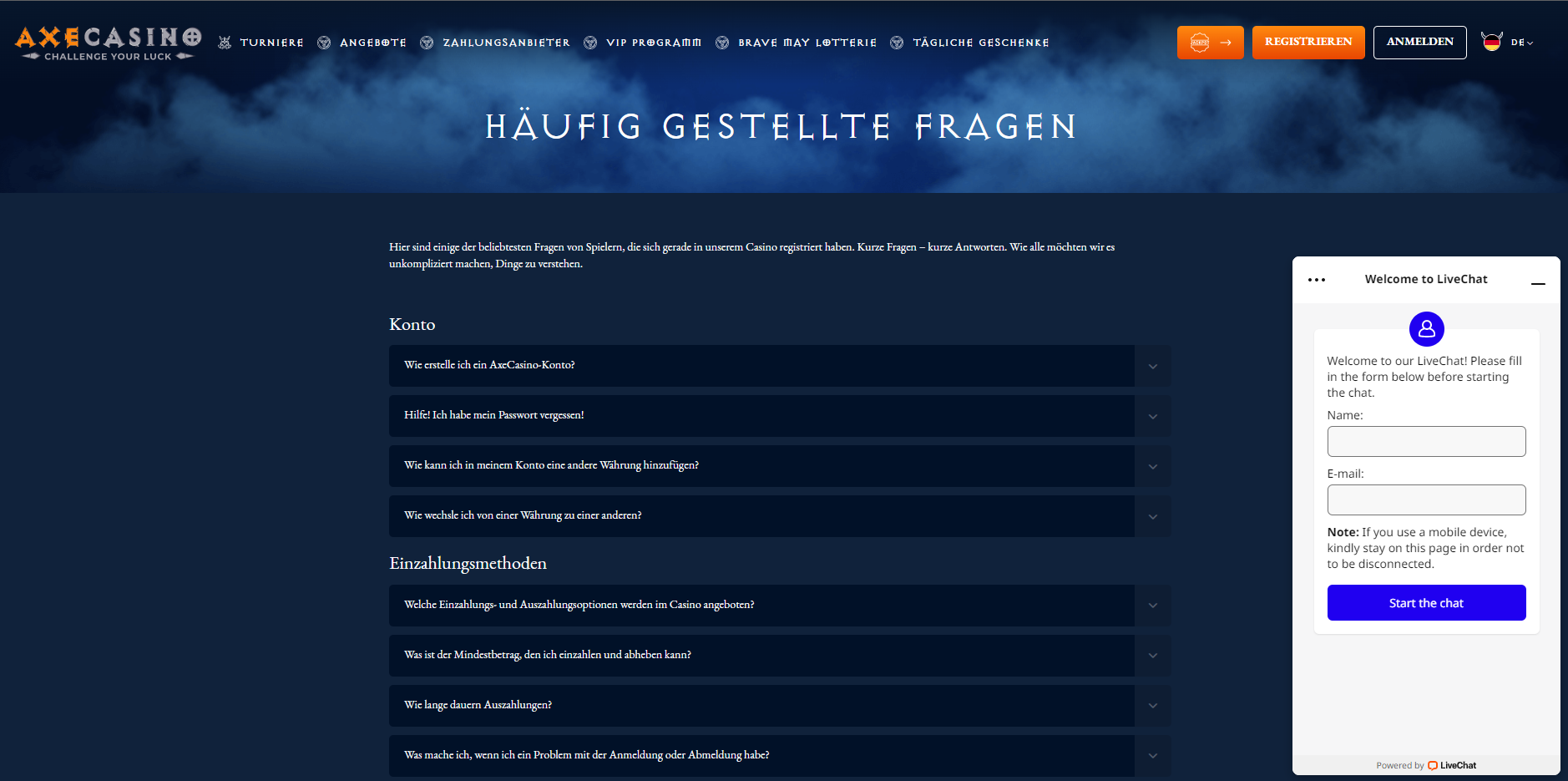 axecasino Kundensupport Live Chat -FAQ axecasino Kundensupport Live Chat -FAQ