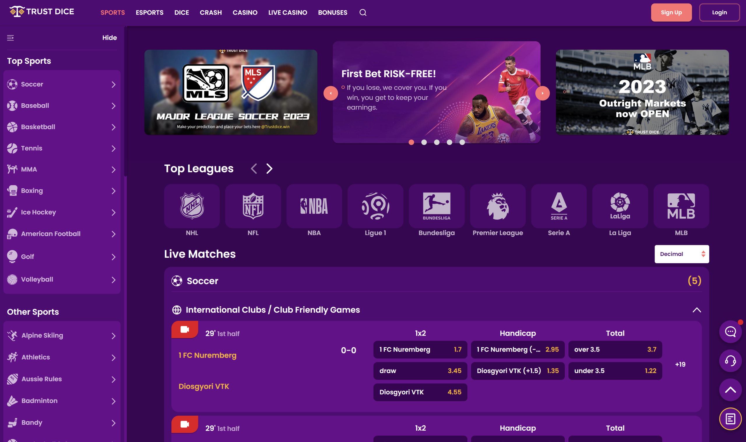 crypto casino trust dice sportsbook