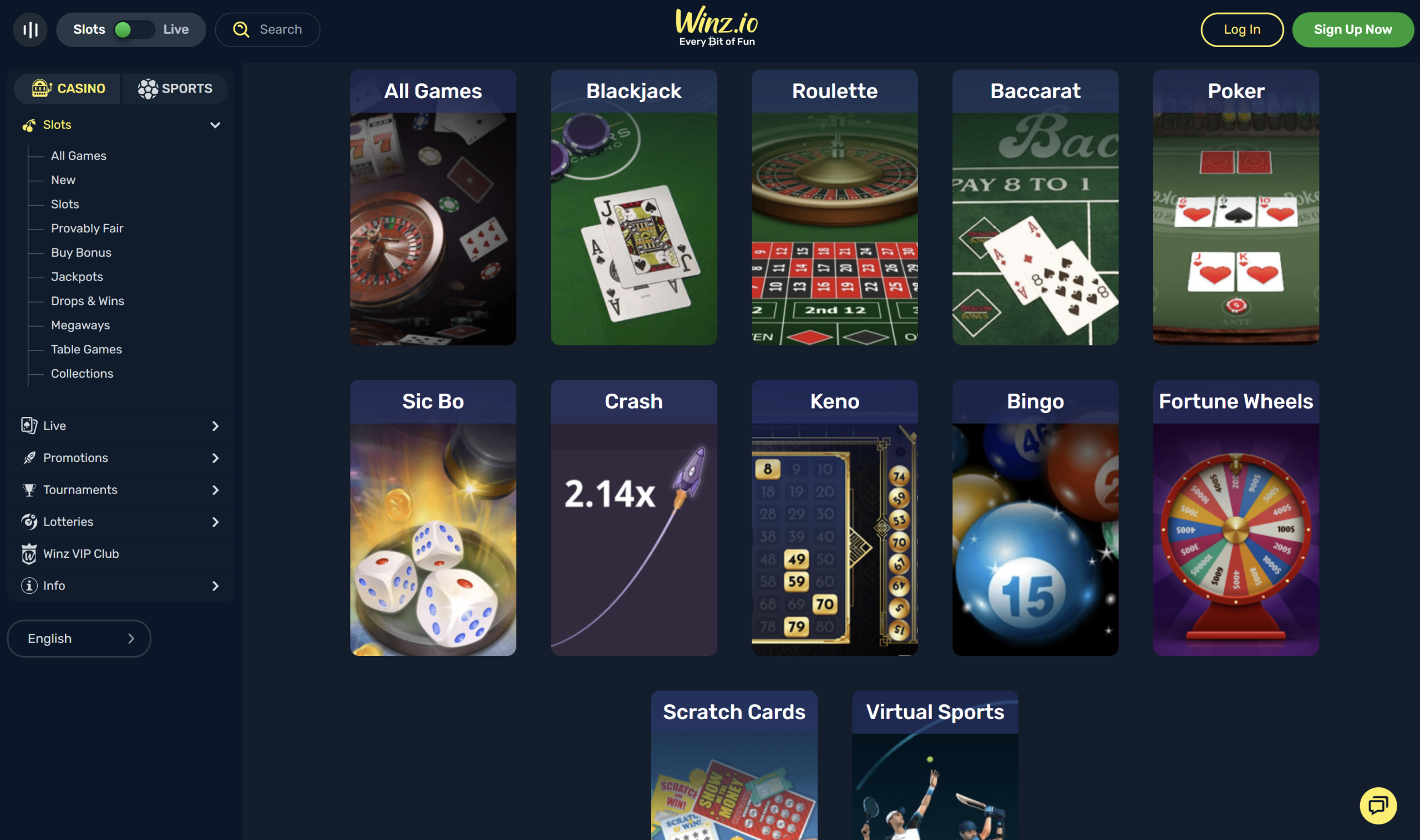 winz casino table games poker blackjack roulette baccarat sic bo