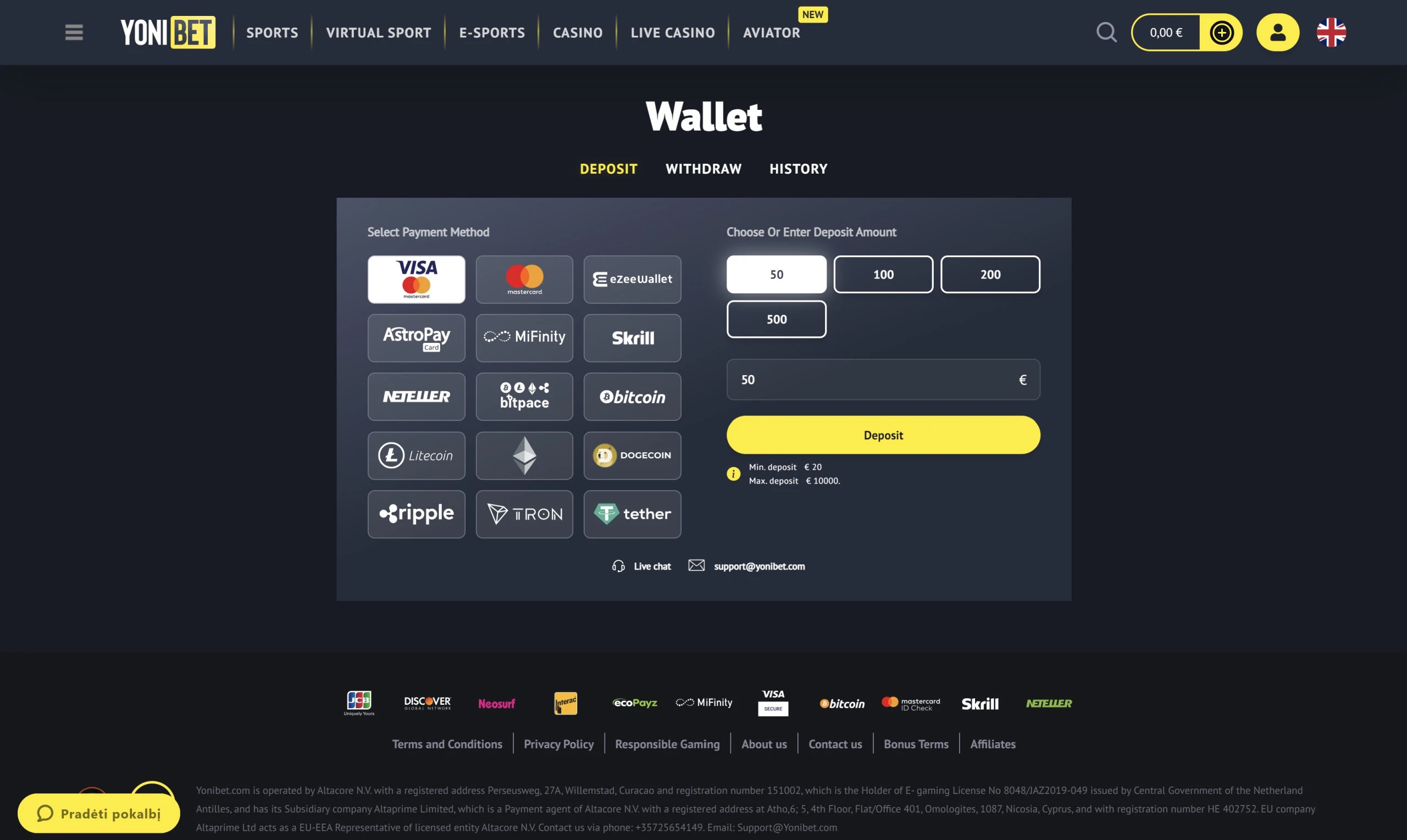 yonibet-payment-methods